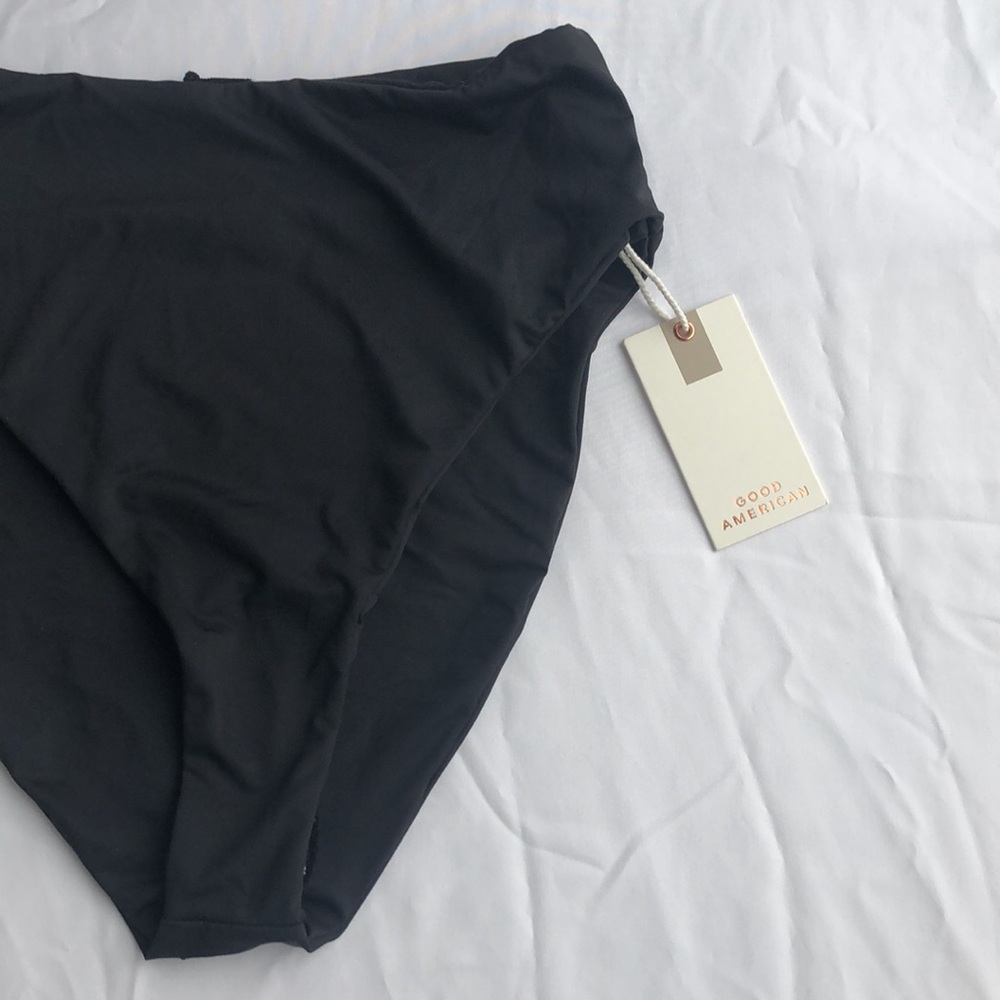 NWT Good American Classic High Waist Solid Black Bikini Bottoms Size 1 or Small - Picture 4 of 9